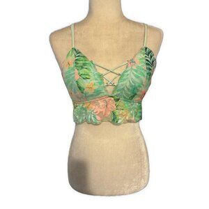 pink victorias secret Lace Tropical Green Pink Bralette Small